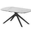 Modern Dining Table With White Marble Tabletop And Black Metal Base
