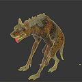 Fierce Orange And Black Hyena With Spiky Back Open Mouth And Pink Tongue