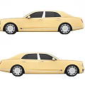 Yellow Bentley Luxury Sedan With Sleek Exterior And Chrome Alloy Wheels