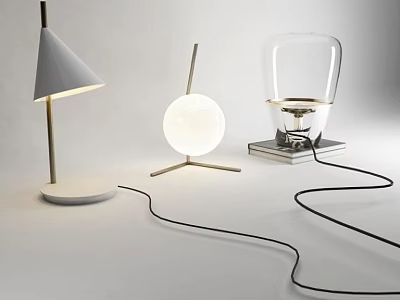 Modern Minimalist Table Lamps With Conical Shade Spherical Globe And Transparent Glass Design 3d model
