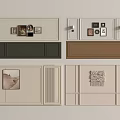 Modern Interior Wall Design With Beige Green Brown Panels And Decorative Frames 3d model