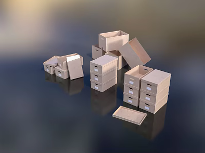 Wooden Decorative Ornament Set With Open Closed Boxes And Drawer Storage Cases 3d model