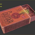 Open Guitar Themed Matchbox With New Label And Wooden Matches Inside