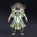 Man In Ancient Warrior Armor With Elaborate Decorative Patterns And Ornate Shield