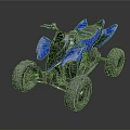 Rugged Terrain Featuring Blue All Terrain Vehicle With Silver Frame And Large Tires