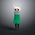 Cute Plush Doll With White Horns Green Dress And Black Legs