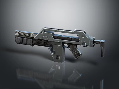 Futuristic Sci-Fi Weapon With Metallic Frame Sleek Body Tactical Grip And Streamlined Design 3d model