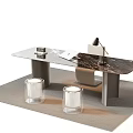 Modern Office Desk Design with Wooden Marble Top Chair Lamp and Laptop