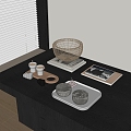 Modern Ornaments Combination Wrought Iron Cup Tray Books 3d model