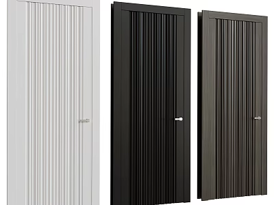Modern Slat Design Interior Doors With White Black And Dark Gray Color Options 3d model