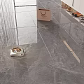 Modern Floor Tiles with Natural Stone Texture in Entrance Interior Featuring Shoes and Shopping Bag