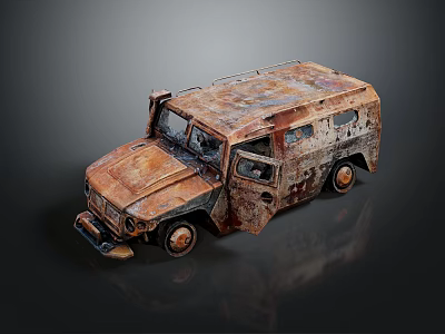 Rusty Vintage Off Road Vehicle Model With Weathered Metal Exterior 3d model