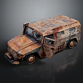 Rusty Vintage Off Road Vehicle Model With Weathered Metal Exterior