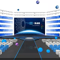 Futuristic New Energy Summit Stage With Blue Lighting Large Screen And Star Decorations