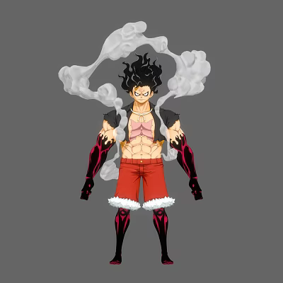 Spiky Black Haired Game And Movie Character With White Smoke Red Shorts And Arm Decorations 3d model
