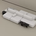 Modern White Modular Sofa Set With Black Coffee Table And Soft Cushions 3d model