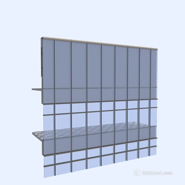 Modern Building Exterior Wall With Glass Panels And Metal Frame Structure 3d model 