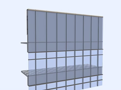 Modern Building Exterior Wall With Glass Panels And Metal Frame Structure 3d model