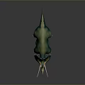 3D Character Triceratops with Green Yellow Color Detailed Horns and Frill Model