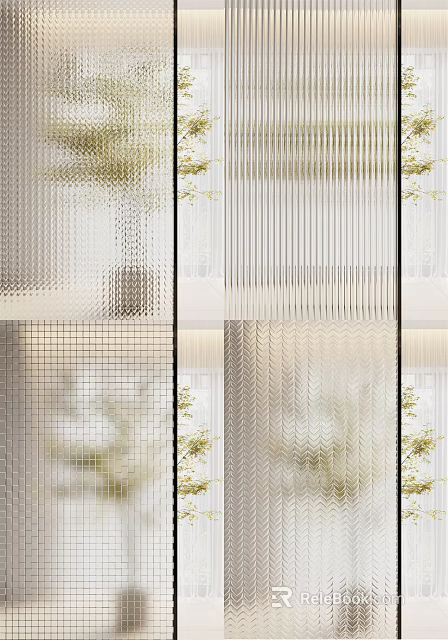 Modern Home Interior Decorative Partition With Glass Panels And Patterned Design 3d model 