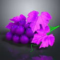Fresh Purple Grapes With Shiny Water Droplets And Vibrant Leaves On Dark Background