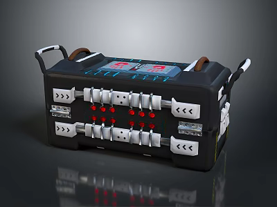 Portable Power Distribution Unit With Multiple Outlets Digital Display Red Indicator Lights And Handles 3d model