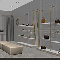 Mingshang Modern Specialty Storefront with Glass Doors Shelves and Green Plant at Night