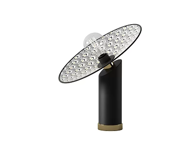 Modern Table Lamp With Black Base Gold Accents Round Transparent Lampshade And Crystal Dots 3d model
