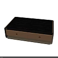 Modern Coffee Table With Black Marble Top And Two Beige Drawers 3d model