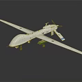 Military Fighter Drone With Long Wings Propeller And Underwing Hardpoints On Dark Background