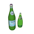 Two Green Stella Artois Glass Bottles Large And Small On Light Background