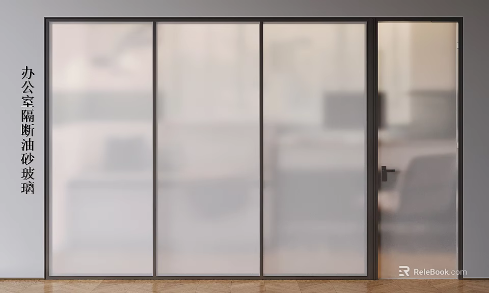 Modern Glass Sliding Partition with Transparent Panels for Office Interior Functional Space Dividing Design 3d model 