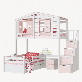 Modern Bed Up and Down Children's Bed Cottage Bilbao Set 3d model