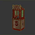 TINKER'S Red Vintage Display Cabinet With Number 5 And Wooden Frame Design