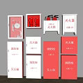 Red Wall Mounted Fire Equipment With Fire Extinguishers And Cabinets 3d model