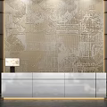 New Chinese Reception Desk Front Desk Company Front Desk Lobby Reception Area Front Desk Background Wall 3d model