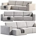 Modern Light Gray Sectional Sofa With Throw Blanket And Accent Pillow 3d model
