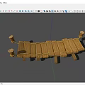 Rustic Wooden Bridge With Planks Ropes And Supporting Wooden Posts
