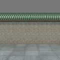 Elongated Architectural Components In Green Yellow Red On Gray Stone Paved Ground