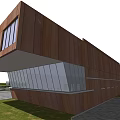 Modern Post Station Architectural Design With Tree like Structure And Wooden Glass Elements 3d model