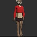 Anthropomorphic Wolf Character With Gray Fur Blue Eyes And Red Hoodie 3D Model Design