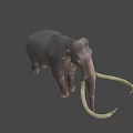 Realistic Mammoth 3D Model With Long Curved Tusks And Gray Body