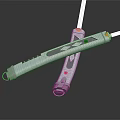 Two Crossed Tactical Weapons With Silver Handles Orange Accents Sharp Blades On Dark Reflective Surface