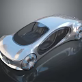 Futuristic Sleek Silver Car With Transparent Windows And Unique Wheels Design