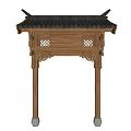 Traditional Chinese Style Building Exterior Wall With Wooden Structure Black Tile Roof And Carved Details