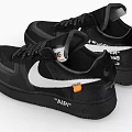 Black Low Top Sneakers With White Nike Swoosh Black Laces Black Sole And Orange Accents