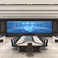 Video monitoring room of command and control center 3d model