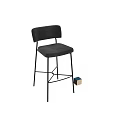 Modern Bar Stools With Gray Blue Velvet Seats And Black Gold Metal Frames