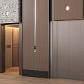 Modern Elevator Design With Metal Door Wooden Panel And Embedded Lighting
