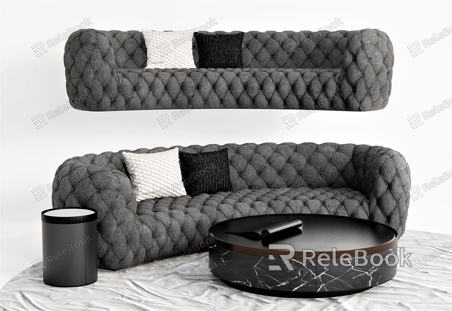 Post-modern special-shaped sofa multi-person sofa curved sofa plaid sofa coffee table side table pillow long sofa model